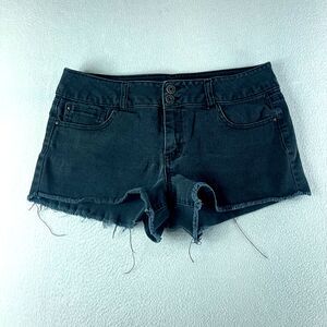 Refuge Womens Shorts Black Jeans Tag Size 12 (32) Cut-Off Dark Wash Denim